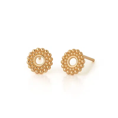 Nellou Jewellery Women's Beaded Halo Earrings Gold Plated Sterling Silver