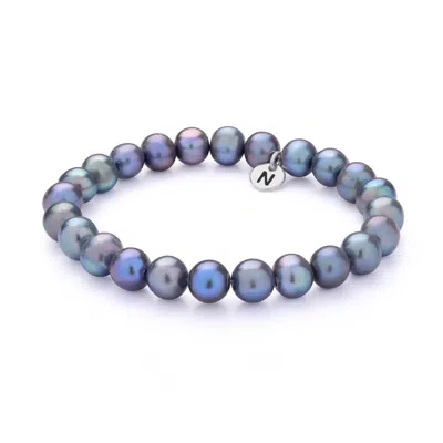 Nellou Jewellery Women's Black / Blue Ellen Pearl Bead Bracelet - Peacock