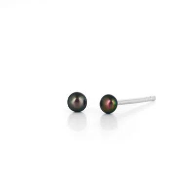 Nellou Jewellery Women's Black / Blue Tiny Button Stud Pearl Earrings Peacock In Multi