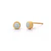 Nellou Jewellery Women's Blue Aquamarine Mini Gem Dot March Birthstone Earrings Gold Plated Sterling Silver