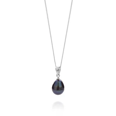 Nellou Jewellery Women's Blue Ellen Mini Peacock Pearl Drop Necklace Sterling Silver