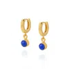 Nellou Jewellery Women's Blue / Gold Gem Hoop  Birthstone Earrings September Gold Plated Sterling Silver - Lapis