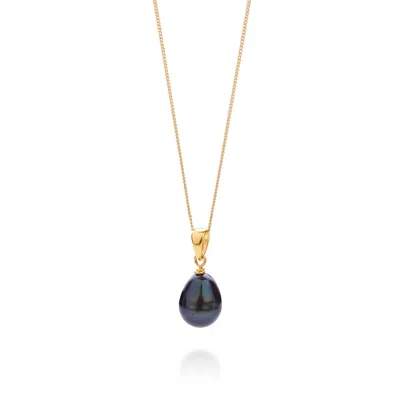 Nellou Jewellery Women's Blue / Grey Ellen Mini Peacock Pearl Drop Necklace Gold Plated Sterling Silver