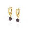 Nellou Jewellery Women's Blue / Grey Micro Peacock Pearl Hoop Earrings - Gold Plated Sterling Silver