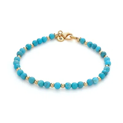 Nellou Jewellery Women's Blue Jewel Bead December Birthstone Bracelet Gold Plated Sterling Silver - Turquoise