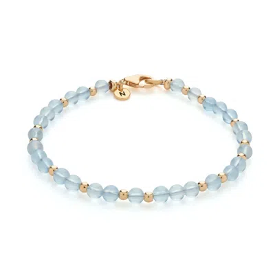 Nellou Jewellery Women's Blue Jewel Bead March Birthstone Bracelet Gold Plated Sterling Silver - Aquamarine