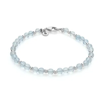 Nellou Jewellery Women's Blue Jewel Bead March Birthstone Bracelet Sterling Silver - Aquamarine
