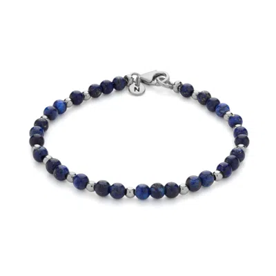 Nellou Jewellery Women's Blue Jewel Bead September Birthstone Bracelet Sterling Silver - Lapis