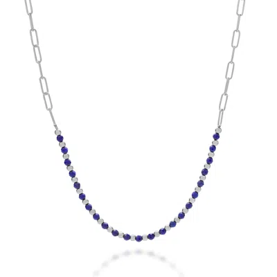 Nellou Jewellery Women's Blue Lapis Gem Shine Necklace Sterling Silver