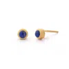 Nellou Jewellery Women's Blue Lapis Mini Gem Dot September Birthstone Earrings Gold Plated Sterling Silver