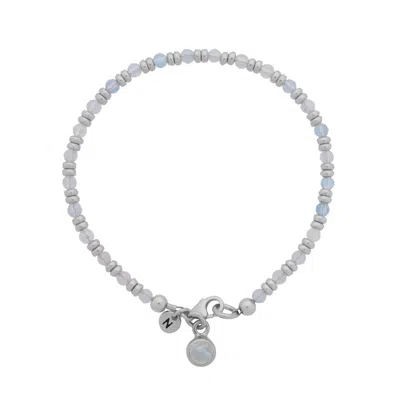 Nellou Jewellery Women's Blue Linear March Birthstone Bracelet Aquamarine Sterling Silver