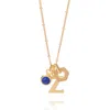 Nellou Jewellery Women's Blue Personalised Hex Initial September Birthstone Necklace Gold Plated Sterling Silver - La