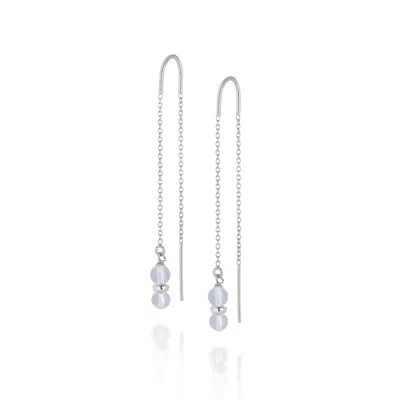 Nellou Jewellery Women's Blue / Silver Fall Birthstone Earrings March Aquamarine Sterling Silver In Multi