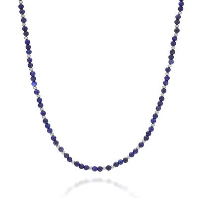 Nellou Jewellery Women's Blue / Silver Jewel Bead September Birthstone Necklace Sterling Silver - Lapis In Multi