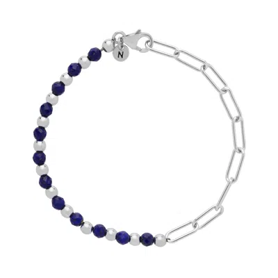 Nellou Jewellery Women's Blue / Silver Lapis Gem Shine Bracelet Sterling Silver