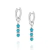 Nellou Jewellery Women's Blue / Silver Linear Huggie December Birthstone Earrings Sterling Silver - Turquoise