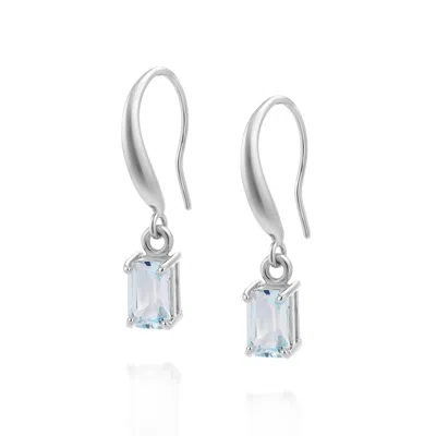 Nellou Jewellery Women's Blue Topaz Octavia Drop Earrings - Silver