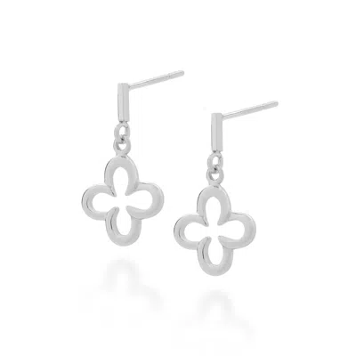 Nellou Jewellery Women's Clover Drop Earrings Sterling Silver