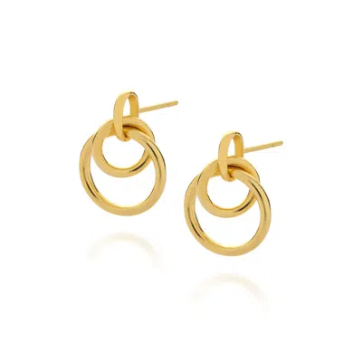 Nellou Jewellery Women's Double Hoop Ear Drop Gold Plated Sterling Silver