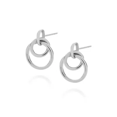Nellou Jewellery Women's Double Hoop Ear Drop Sterling Silver