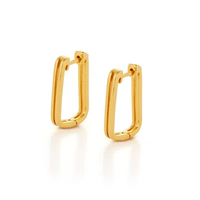 Nellou Jewellery Women's Double Oblong Hoop Earrings Gold Plated Sterling Silver