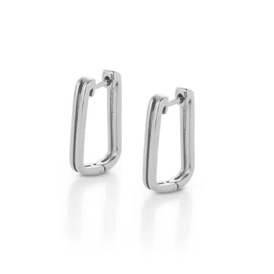 Nellou Jewellery Women's Double Oblong Hoop Earrings Sterling Silver