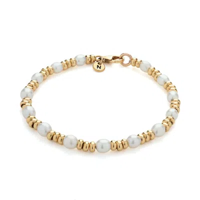 Nellou Jewellery Women's Ellen Gem White Pearl Bracelet Gold Plated Sterling Silver