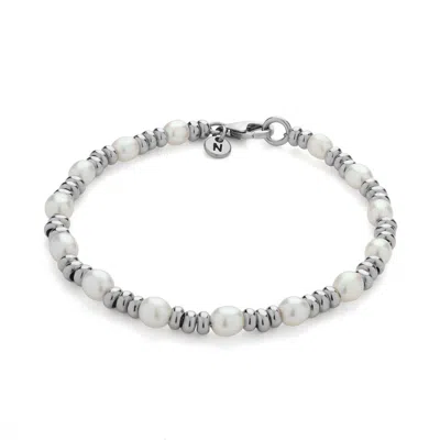Nellou Jewellery Women's Ellen Gem White Pearl Bracelet Sterling Silver