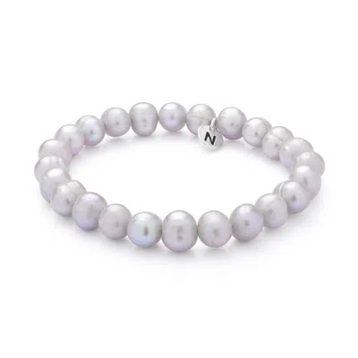 Nellou Jewellery Women's Ellen Pearl Bead Bracelet - Silver