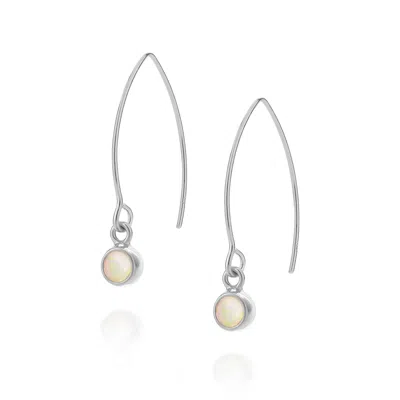 Nellou Jewellery Women's Ethiopian Opal Gem Dot Arc Earrings - Silver