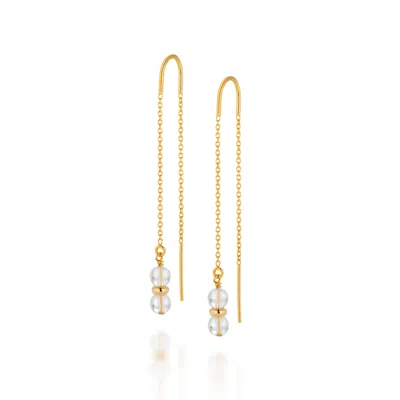 Nellou Jewellery Women's Fall Birthstone Earrings April Crystal Gold Plated Sterling Silver