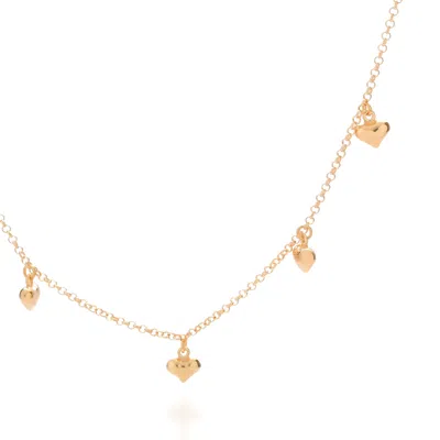 Nellou Jewellery Women's Floating Heart Charm Necklace Gold Plated Sterling Silver