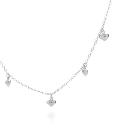 Nellou Jewellery Women's Floating Heart Charm Necklace Sterling Silver