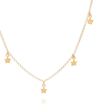 Nellou Jewellery Women's Floating Star Charm Necklace Gold Plated Sterling Silver