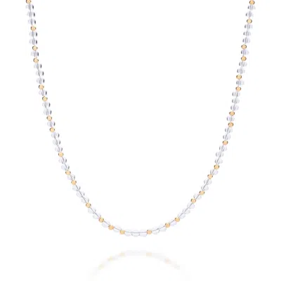 Nellou Jewellery Women's Gold / Neutrals Jewel Bead April Birthstone Necklace Gold Plated Sterling Silver - Crystal