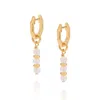 Nellou Jewellery Women's Gold / Neutrals Linear Huggie Birthstone Earrings June Gold Plated Sterling Silver - Rainbow