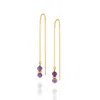 Nellou Jewellery Women's Gold / Purple Fall Birthstone Earrings February Amethyst Gold Plated Sterling Silver In Multi
