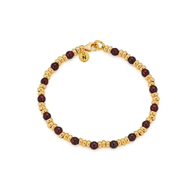 Nellou Jewellery Women's Gold / Red Gem Garnet Bracelet Birthstone January Gold Plated Sterling Silver In Multi