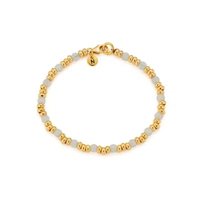 Nellou Jewellery Women's Gold / White Gem Bracelet June Birthstone Moonstone Gold Plated Sterling Silver In Multi