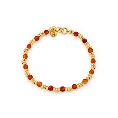 Nellou Jewellery Women's Gold / Yellow Gem Bracelet July Birthstone Carnelian Gold Plated Sterling Silver