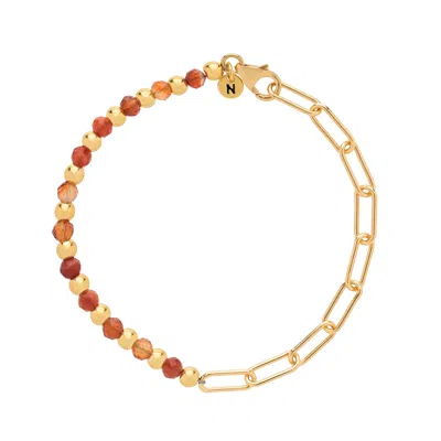 Nellou Jewellery Women's Gold / Yellow / Orange Carnelian Gem Shine Bracelet Gold Plated Sterling Silver In Multi