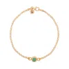 Nellou Jewellery Women's Green Chrysoprase Birthstone Gem Dot Bracelet Gold Plated Sterling Silver- May In Green