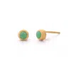 Nellou Jewellery Women's Green Chrysoprase Gem Dot May Birthstone Earrings Gold Plated Sterling Silver