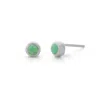 Nellou Jewellery Women's Green Chrysoprase Gem Dot May Birthstone Earrings Sterling Silver