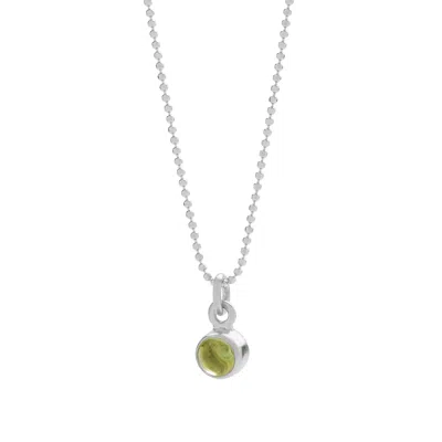 Nellou Jewellery Women's Green Gem Dot Birthstone Necklace August Peridot Sterling Silver