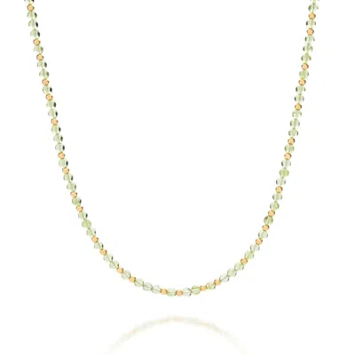 Nellou Jewellery Women's Green / Gold Jewel Bead August Birthstone Necklace Gold Plated Sterling Silver - Peridot In Multi