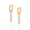 Nellou Jewellery Women's Green / Gold Linear Huggie Birthstone Earrings May Gold Plated Sterling Silver - Chrysoprase