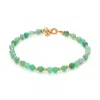 Nellou Jewellery Women's Green Jewel Bead  May Birthstone Bracelet Gold Plated Sterling Silver - Chrysoprase