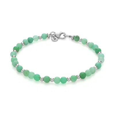Nellou Jewellery Women's Green Jewel Bead  May Birthstone Bracelet Sterling Silver - Chrysoprase