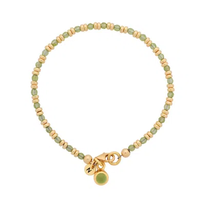Nellou Jewellery Women's Green Linear August Birthstone Bracelet Peridot Gold Plated Sterling Silver
